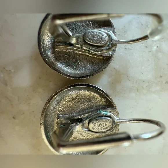 CHANEL Used CC Logos Pierced Earrings Silver 98A Vintage Authentic - Picture 3 of 7